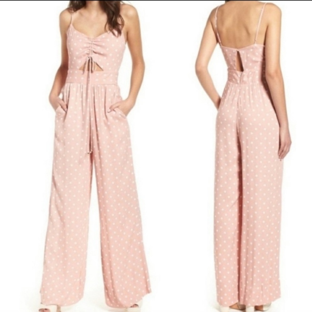 Wild Fable Pink Polka Dot Jumpsuit